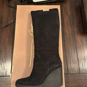 Donald J Pliner Size 9 Tall Wedged Black Suede Boots